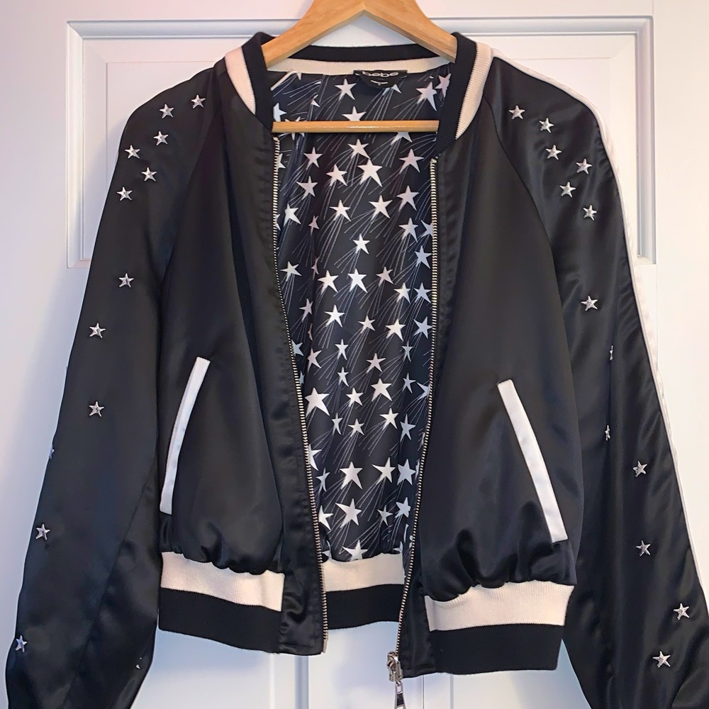 Bebe Satin Reversible Bomber